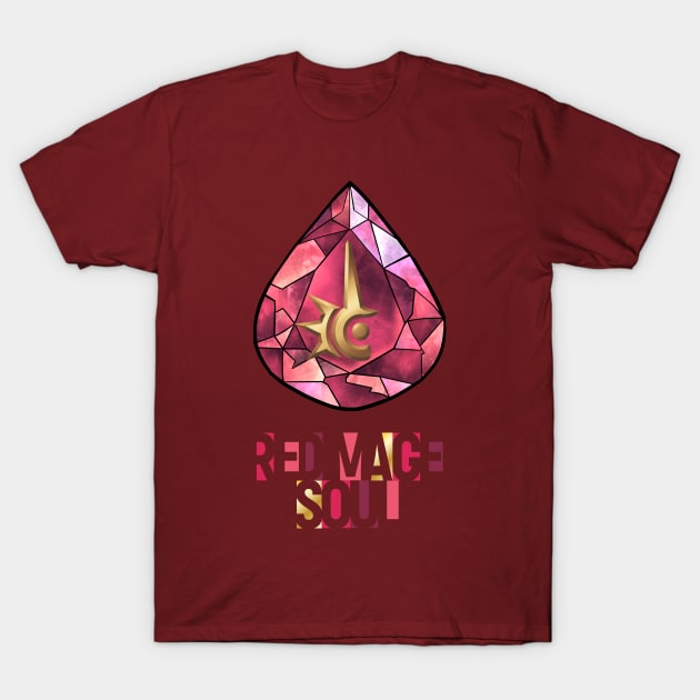 Red Mage Soul - FF14 Job Crystal T-Shirt T-Shirt by SamInJapan